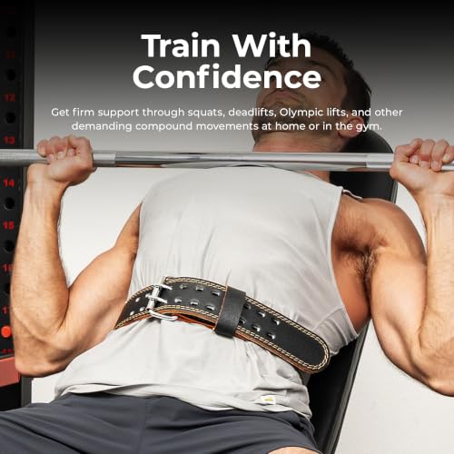 Sunny Health & Fitness Large Leather Weightlifting Belt w/ 6" Back Support - image 2