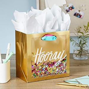Hallmarksignature7mediumgiftbagwithtissuepaperhooraygoldwithpinktealpurpleconfettiforbridalshowersgraduationsretirementsandmore Urban Country Home Decor Hallmark signature 7 medium gift bag with tissue paper hooray gold with pink teal purple confetti for bridal showers graduations retirements and more urban country home decor