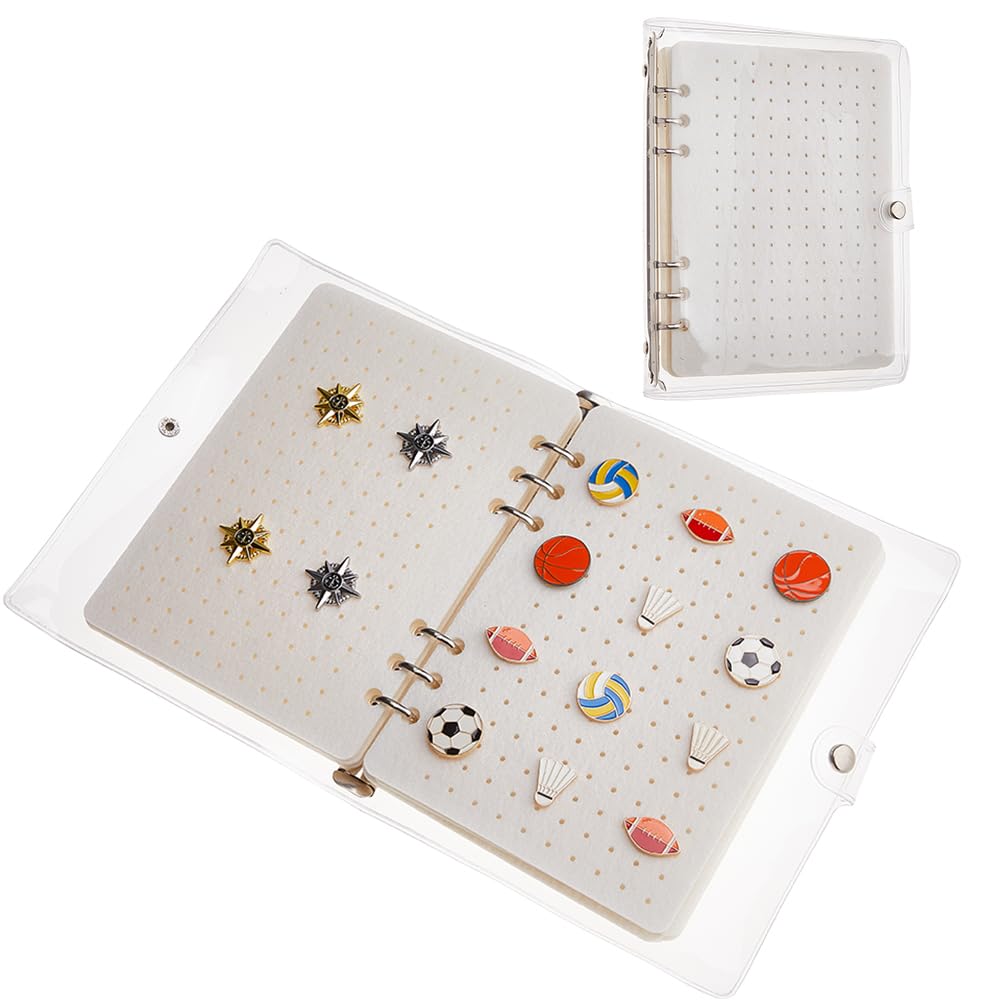 SUPERFINDINGS 10 Pages Enamel Pin Display Book A5 Pins Collection Storage Organizer Book Portable Travel Pin with Clear PVC Cover for Badges Storage and Presentation(Accessories Not Included) Beige