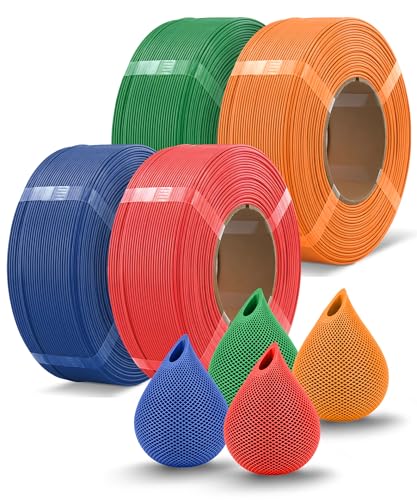 Image of OVERTURE 4 Pack 1kg High Speed Refill PLA Filament, Green+Red+Blue+Orange