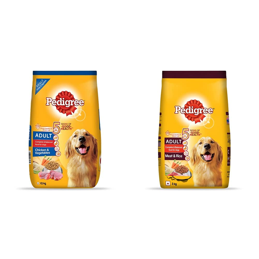 Pedigree Adult Dry Dog Food, Chicken & Vegetables, 10Kg Pack & Adult Dry Dog Food, Meat & Rice, 3Kg Pack (B08KVFB5QZ) Amazon Price History, Amazon Price Tracker