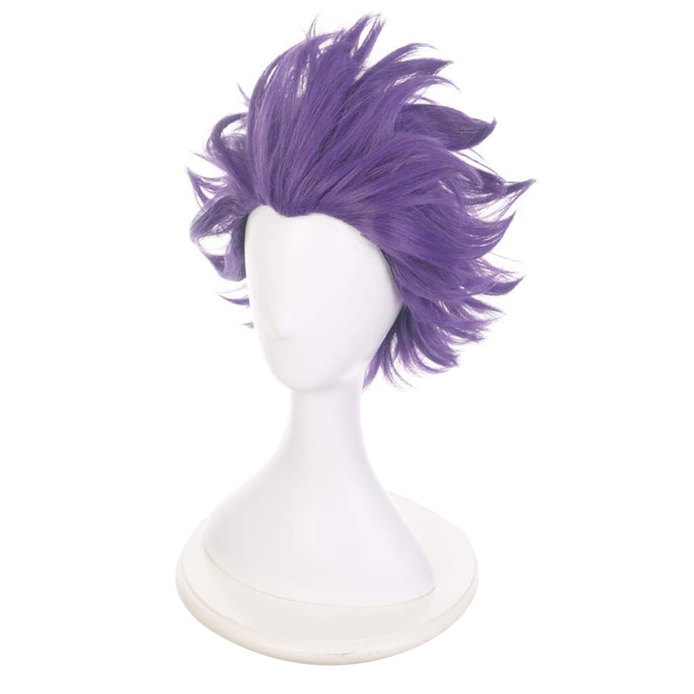 Anime Cosplay Wig Short Purple Synthetic Hair for Men Anime Convention and Halloween Party with Free Wig Cap image 2