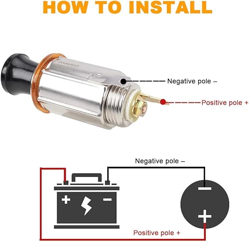 Miniatura 5 de YM1082 - Juego de montaje de enchufe de enchufe de enchufe de enchufe de enchufe de 12 V CC con botón de 12 V, accesorio de repuesto de salida de 12