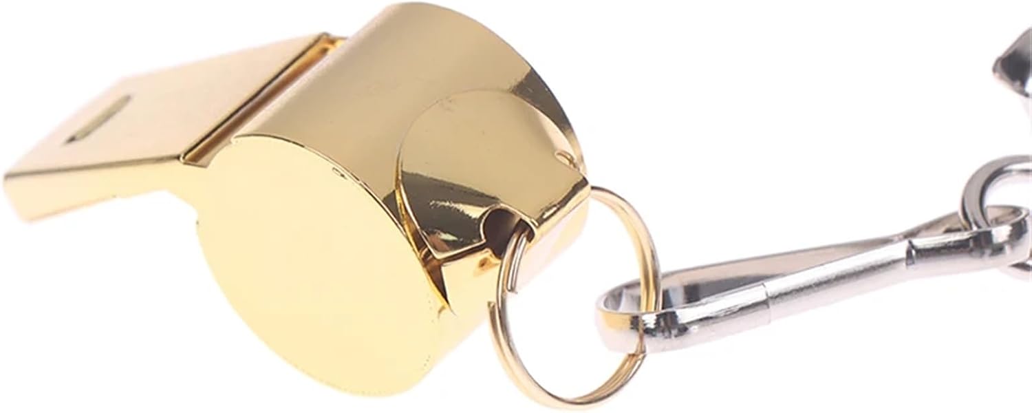Emergency Whistle 20Pcs Gold Stainless Steel Rope Whistle Hanging Neck Outdoor Lifesaving Whistle