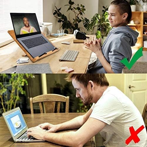 Miniatura 6 de NUNET Soporte para libros de bambú ajustable de 16 x 12 pulgadas de altura con imanesbarra de regla para caballete de arte, soporte para libros de