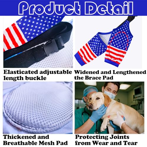 Image of Dog Elbow Wraps Knee Protector Pads Elbow Callus Treatment Sleeve for Wounds Front Legs Prevent Licking for Medium Large Dogs L,American Flag