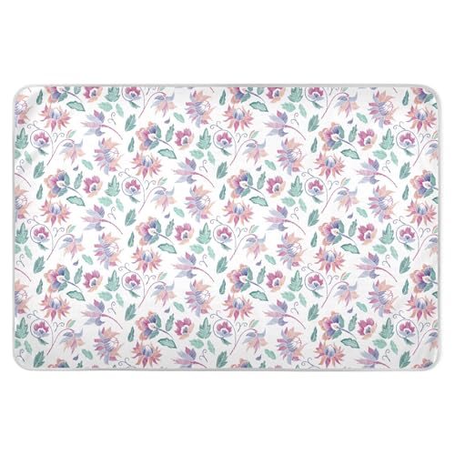 Almohadillas de colchón reutilizables extragrandes con flores bordadas, impermeables, lavables, para niños, adultos, mascotas, 52 pulgadas de largo x 34 pulgadas de ancho