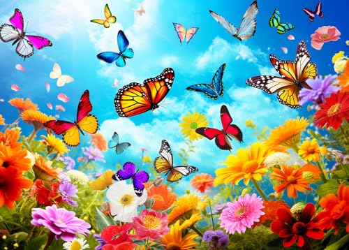 Jigsaw Puzzles for Adults 1000 Piece Puzzle for Adults 1000 Pieces Puzzle 1000 Pieces-Colorful Butterfly and Flowers