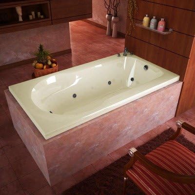 Grenada 32 x 60 x 23" Rectangular Whirlpool Jetted Bathtub Color/Trim / Tile Flange / Front Skirt / Drain: Biscuit / Brushed Nickel / Yes / Yes / Left