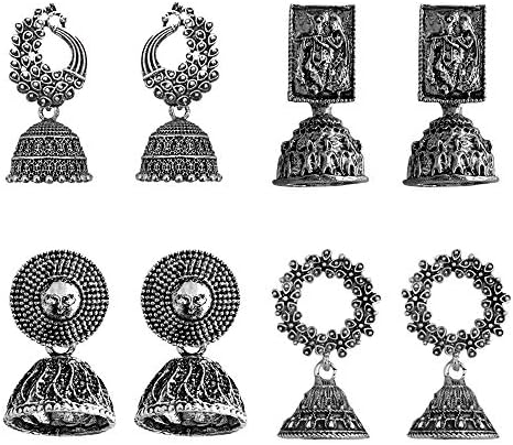 JewelMaze Women's Imitation Jhumki Combo | Traditional Indian Ethnic Earrings for Womens and Girls | Perfect for Weddings & Festivals | Set of 1