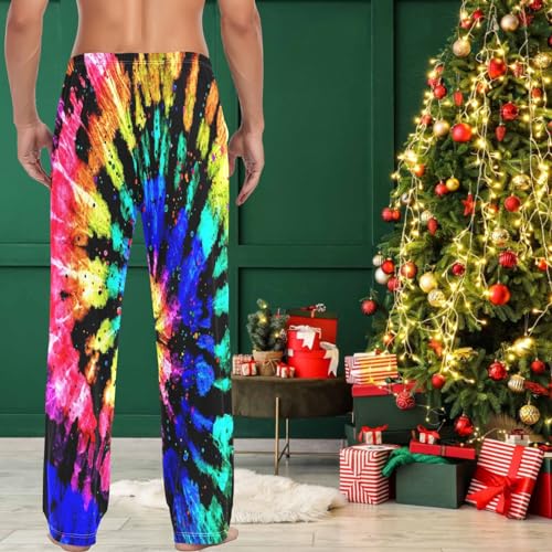 visesunny Mens Pajama Pants Funny Colorful Style Tie Dye Soft Men's Sleepwear Lounge Pants Pj Pants with Drawstring & Pockets4