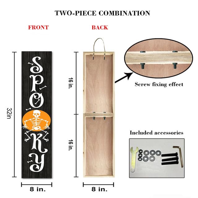 (160 x 20) Insegna verticale con scritta "Enter If You Dare Halloween" per portico anteriore in piedi da appendere grande cartello di benvenuto in legno alto decorazioni per feste di