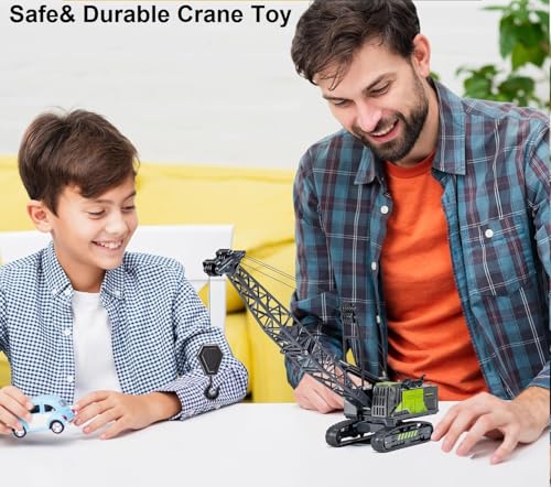 Image of Friction Powered Long Crane Toy for Kids Boys Die Cast Alloy Model Tower Crane Crawler Car Engineering Excavator Construction Truck Toys Pull Back Vehicle Gift (Multicolor)
