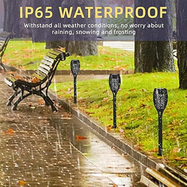 8 Pack Solar Tiki Torches LED Torches Yellow