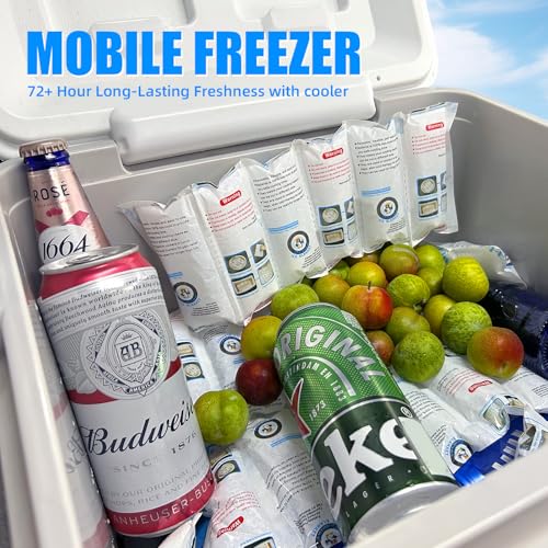 Image of WORLD-BIO Ice Packs Shipping Dry Ice for Shipping Frozen Food, Flexible Cold Ice Pack Sheets for Coolers, Long Lasting Freezer Packs, Ice Pack Bulk, Automatic Cut, 4.7x2.2Inch, 144Packs