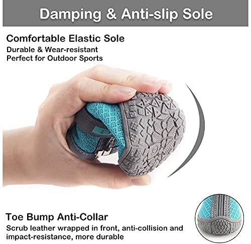 Image of KUTKUT Breathable Dog Shoes with Anti-Slip Sole & Reflective Strap Zipper Closure for Small Medium Dogs on Hardwood Floors & Hiking