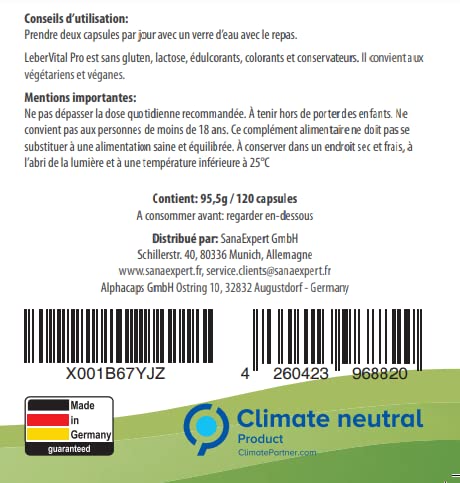 SanaExpert LiverVital Pro, voedingssupplement voor lever en gal, melkdistel curcuma paardebloem artisjok acerola, voor… - Image 8