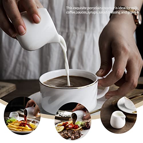 3 Oz 6-Pcs Mini Porcelain Creamer, Small Ceramic Cream Pitcher Sauce Pitcher Sets Serving For Coffee Tea Milk - White #TOP4