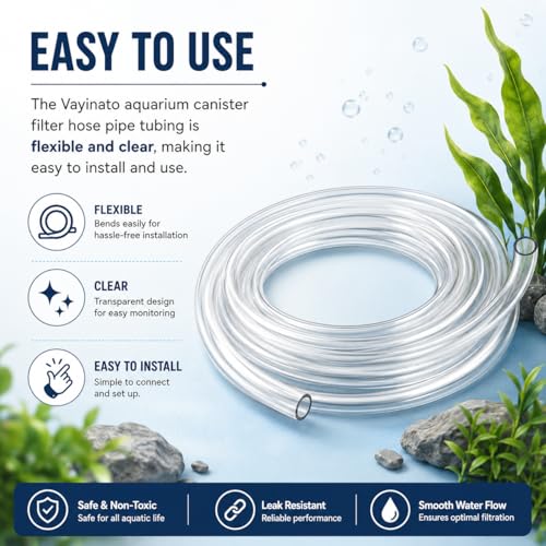 Image of VAYINATO 12 /16mm Aquarium Canister Filter Hose Pipe Airline Flexible Tubing, 3m - Freshwater and Saltwater Fish Tank (Clear) by Pezlifeworld