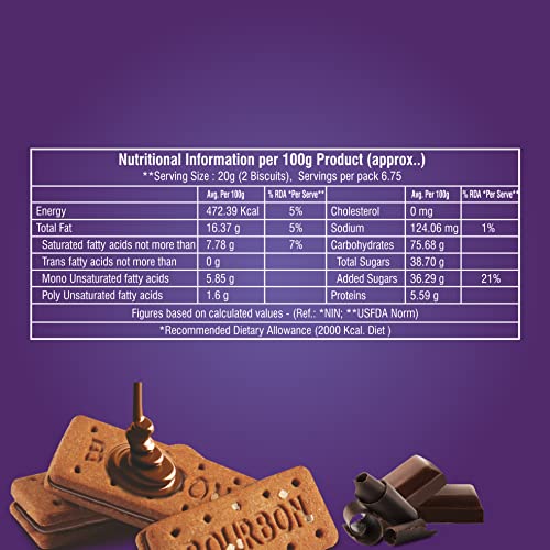 Image of Bakemate Bourbon Cream Biscuit Family Pack with Chocolate - Combo Pack of 12 (135g Each) | Bourbon Biscuits Pack | Chocolate Sandwich Biscuit | Biscuits Family Pack | Kids Snacks Combo