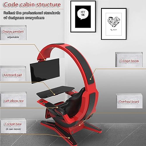 Ergonomic Gaming Chair, Adjustable E-Sports Integrated Cockpit Chair, Heavy Duty Computer Chair, with Footrest and Lumbar Support Massage - Image 6