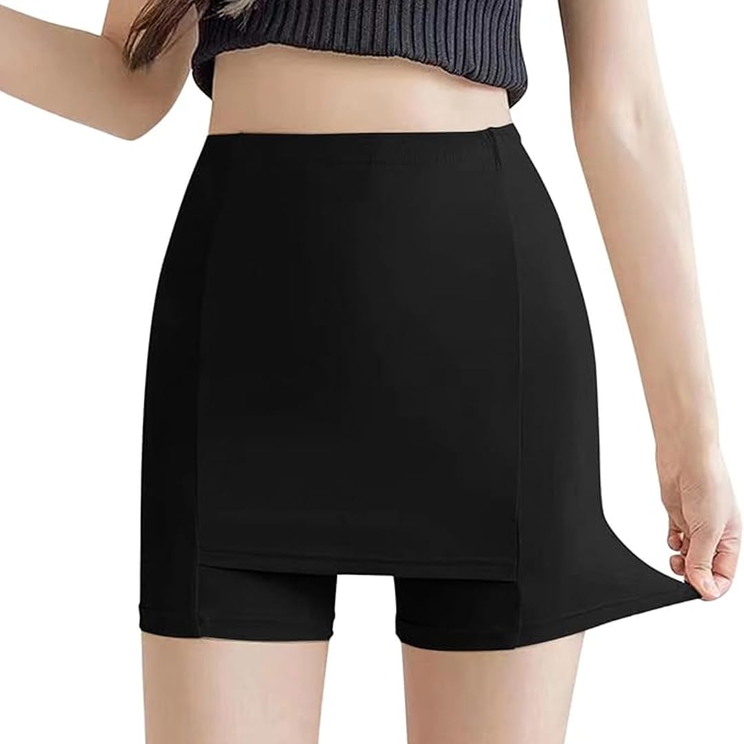 Double Layer Seamless Shorts for Women | Anti-Chafing Under Skirt Shorts | Seamless Safety Panties, Ice Silk Bottoming Shorts Girls Pack Of 1