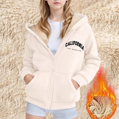 Girls Full Zip Up Fleece Jacket Casual Hoodie Warm Sherpa Lined Pullover Sweatshirt Fall Winter Coat With Pockets2