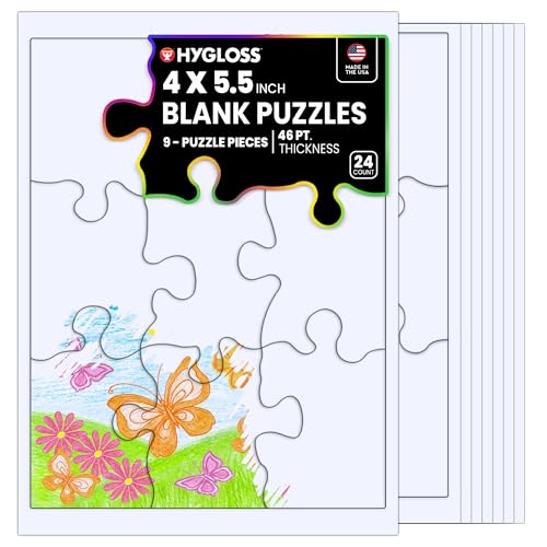 Hygloss 24 puzzles en blanco de 9 piezas cada uno, 5.5 x 4 pulgadas, rompecabezas para actividades de arte y manualidades miniatura 1