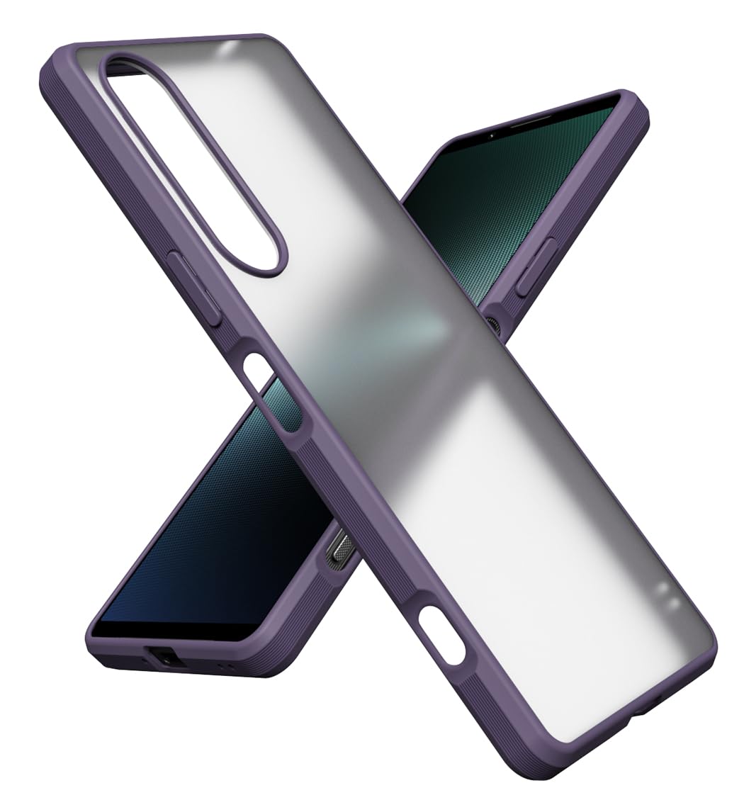 [WOEXET] Xperia 1 V ケース SO-51D SOG10 薄型 耐衝撃 半透明 無黄変性 滑り止め Xperia1V ハイブリッドケース マット プープル