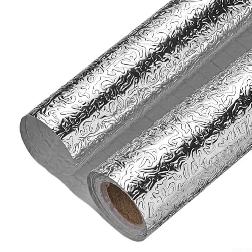 Autocollant en aluminium pour dosseret conçu pour protéger les murs de cuisine et la hotte contre la chaleur et l'huile (40 cm x 5 m)