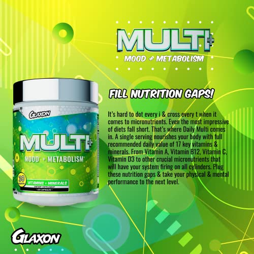Glaxon Daily Multivitamin For Men And Women With Antioxidants And Cognitive-Boosting Mushroom Blend, Micronutrients Supplement For Energy And Well-Being, 30 Servings #TOP2