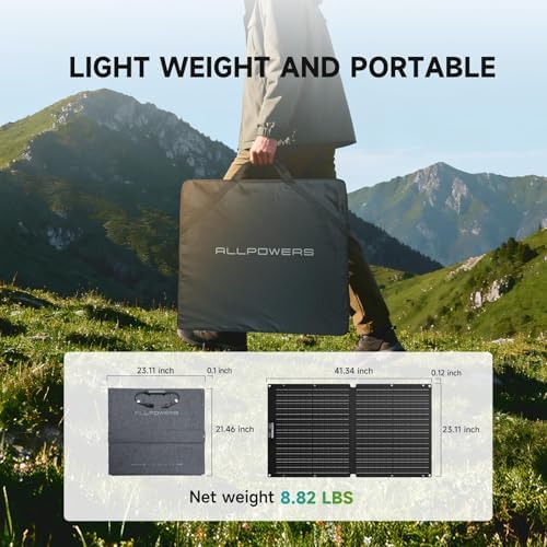 ALLPOWERS SE100 Foldable Solar Panel 100W, Portable Solar Panel kit for Portable Power Station, Solar Generator, Outdoor Foldable Solar Charger for Camping, Laptops, Motorhome, Caravan — view 7