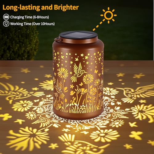 GOLFOEE Mothers Day Gifts Solar Lanterns Outdoor Waterproof Hummingbird Solar Lights Outdoor Waterproof for Garden, Birthday Gifts for Women Mom Grandma, Garden Lights for Backyard, Patio Decor - Image 5