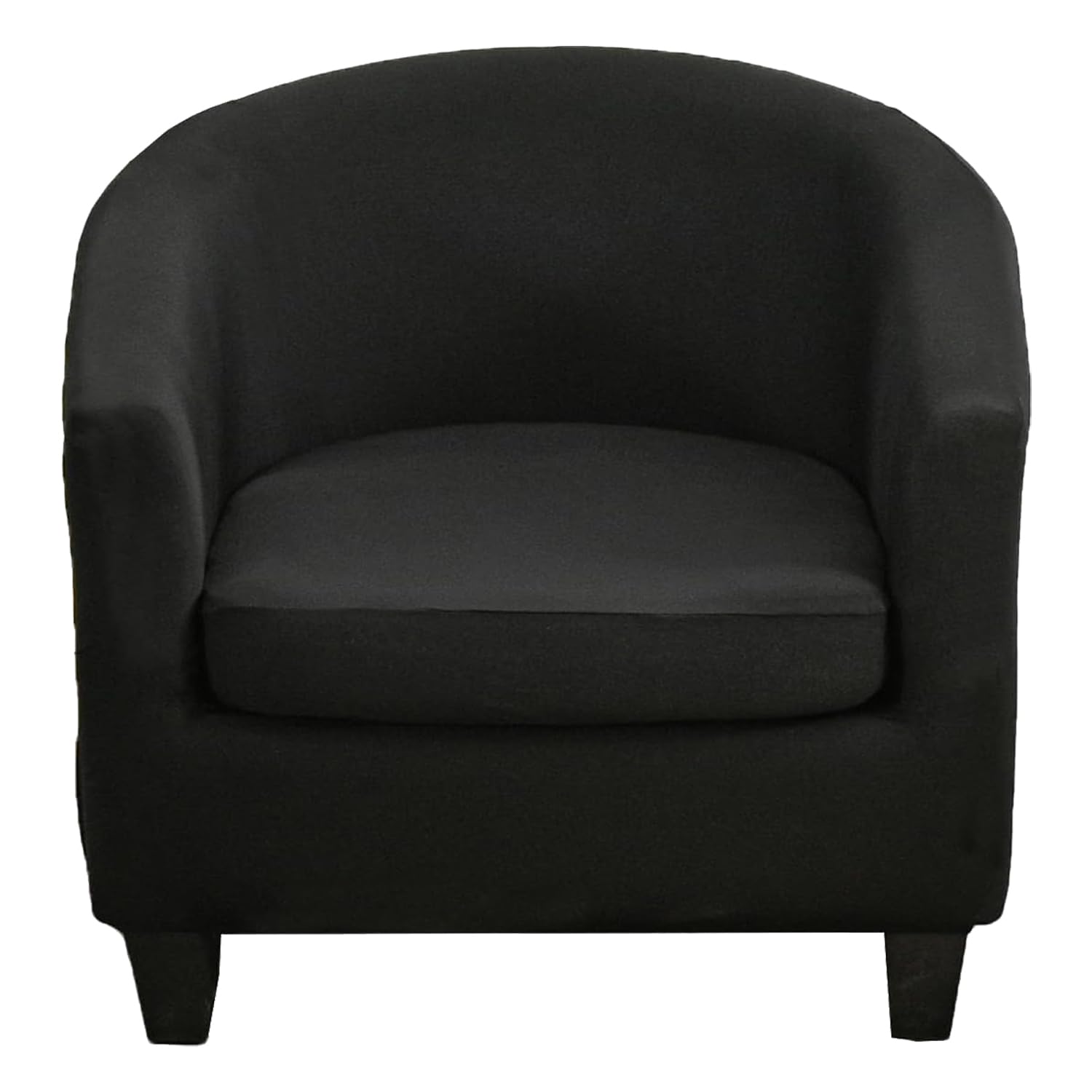 Byforphye Tub Chair Covers, Stretch Club Chair Slipcover 2-Piece Set Round Barrel Chair Covers with Cushion Cover Armchair Covers with Elastic Bottom for Club Bar Counter Living Room (Black)