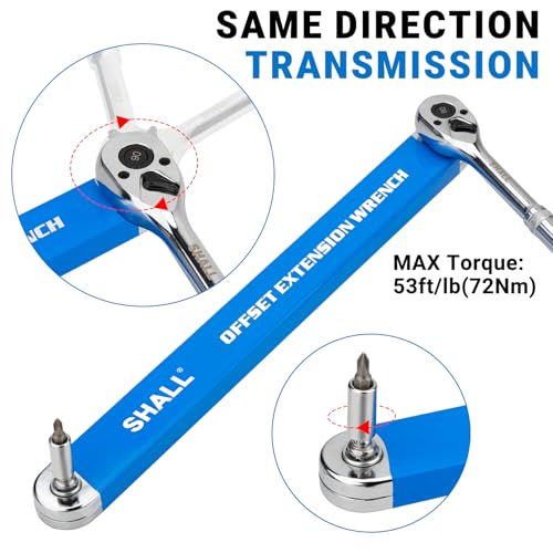 Shall Versetzter Verlängerungsschlüssel, 15,4 Zoll (39 cm), mit 1/2 Zoll, 1/4 Zoll und 3/8 Zoll Vierkantantriebsadaptern und 10 Universal-Bits