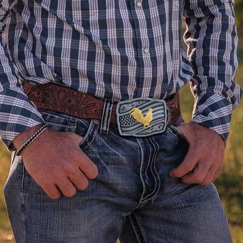 Image of Turquoise Belt Buckle for Men Western Texas Longhorn Bull Rodeo Belt Buckle American Cowboy Chic Gift