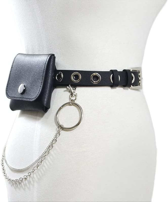 ウエストポーチ レディース パンクベルト付きカジュアルで多用途なレディースチェーンウエストバッグ