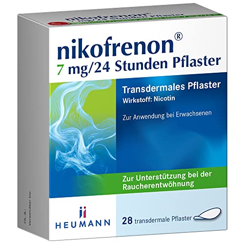 nikofrenon 7 mg/24 Stunden Pflaster - Nikotin-Pflaster zur Unterstützung der Raucherentwöhnung mindert Entzugserscheinungen bei Nikotin-Abhängigkeit transdermale Pflaster 24h Wirkung 28 St