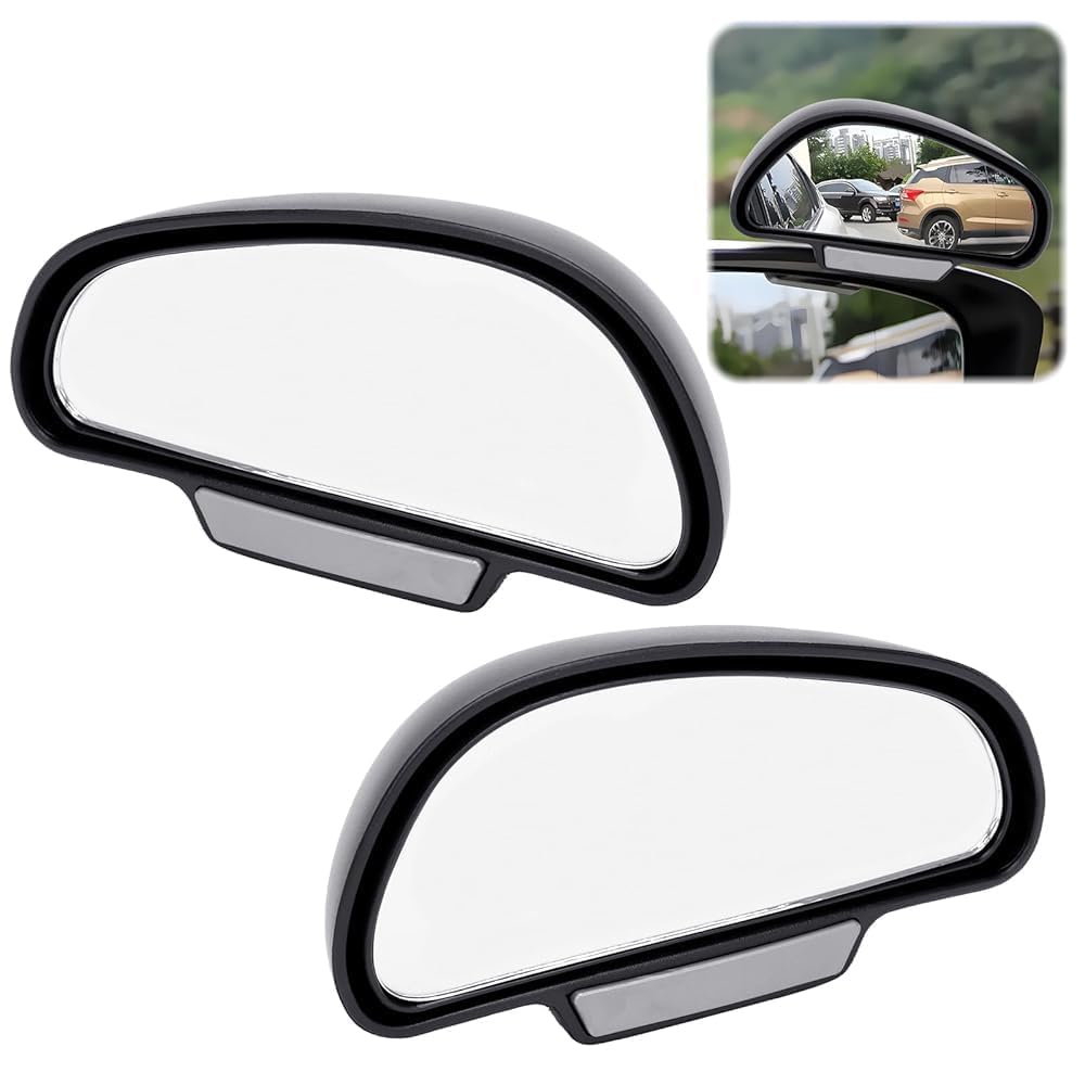 2pcs Miroir D'angle Mort Pour Rétroviseur, Miroir D'angle Mort de Voiture De Grand Angle, Rétroviseur Auxiliaire Réglable à 360 Degrés, Compatible avec Camion, SUV, Van,Noir