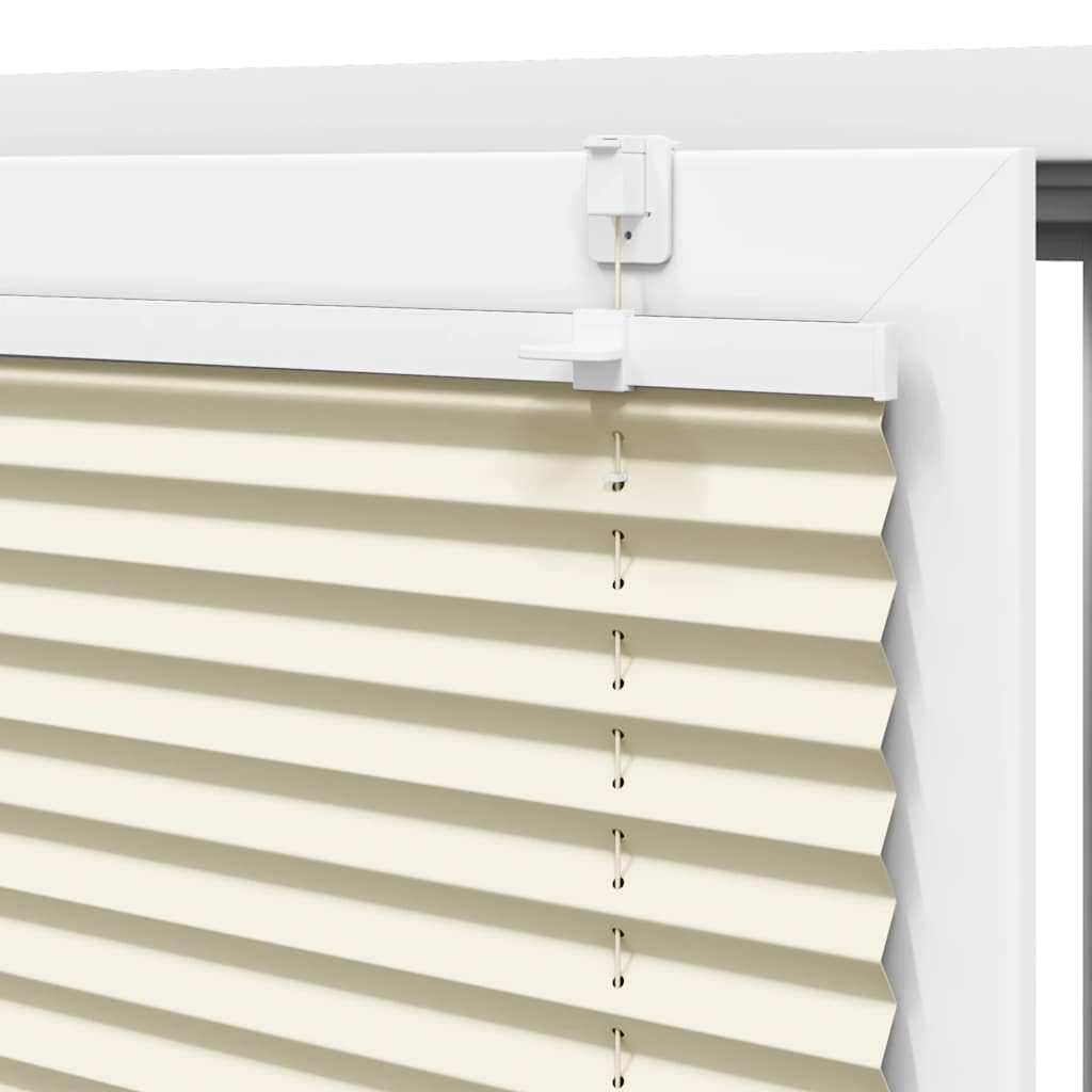 Estor plisado crema 110 x 200 cm, protección visual sin agujeros, 100% poliéster, protección solar para ventanas, balcón, baño y oficina