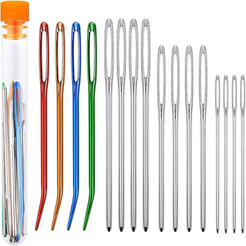 16 PCS Large Eye Blunt Darning Needles for Wool Crochet Tapestry & Sewing DIY Crafts (White Large Eye Blunt Darning Needles) (Large Eye Blunt Darning Needles) (White)