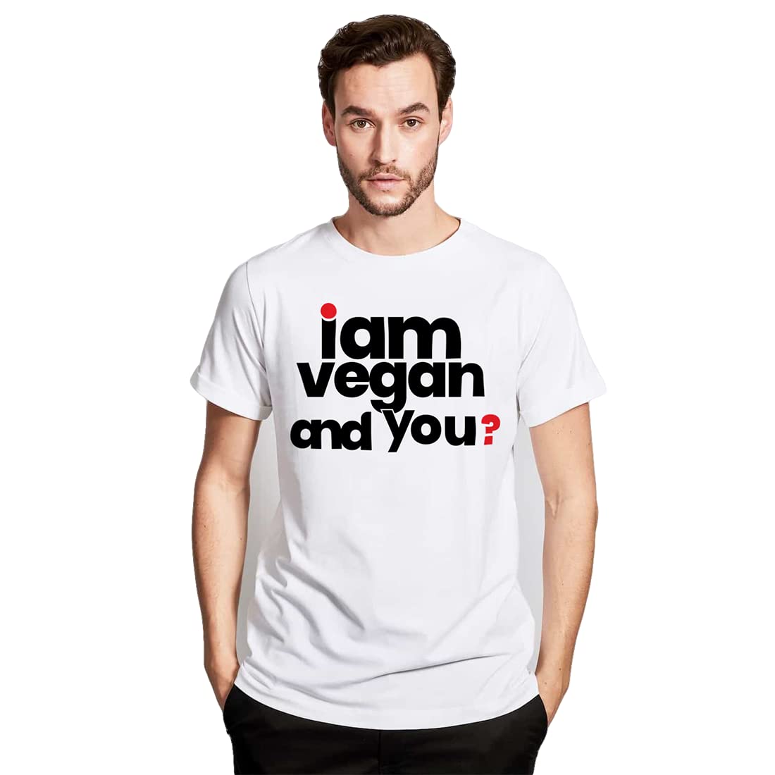 B BIGREAMS - Your Comfort is Our MissionBIGREAMS I Am Vegan and You Printed Half Sleeve T-Shirt for Men's