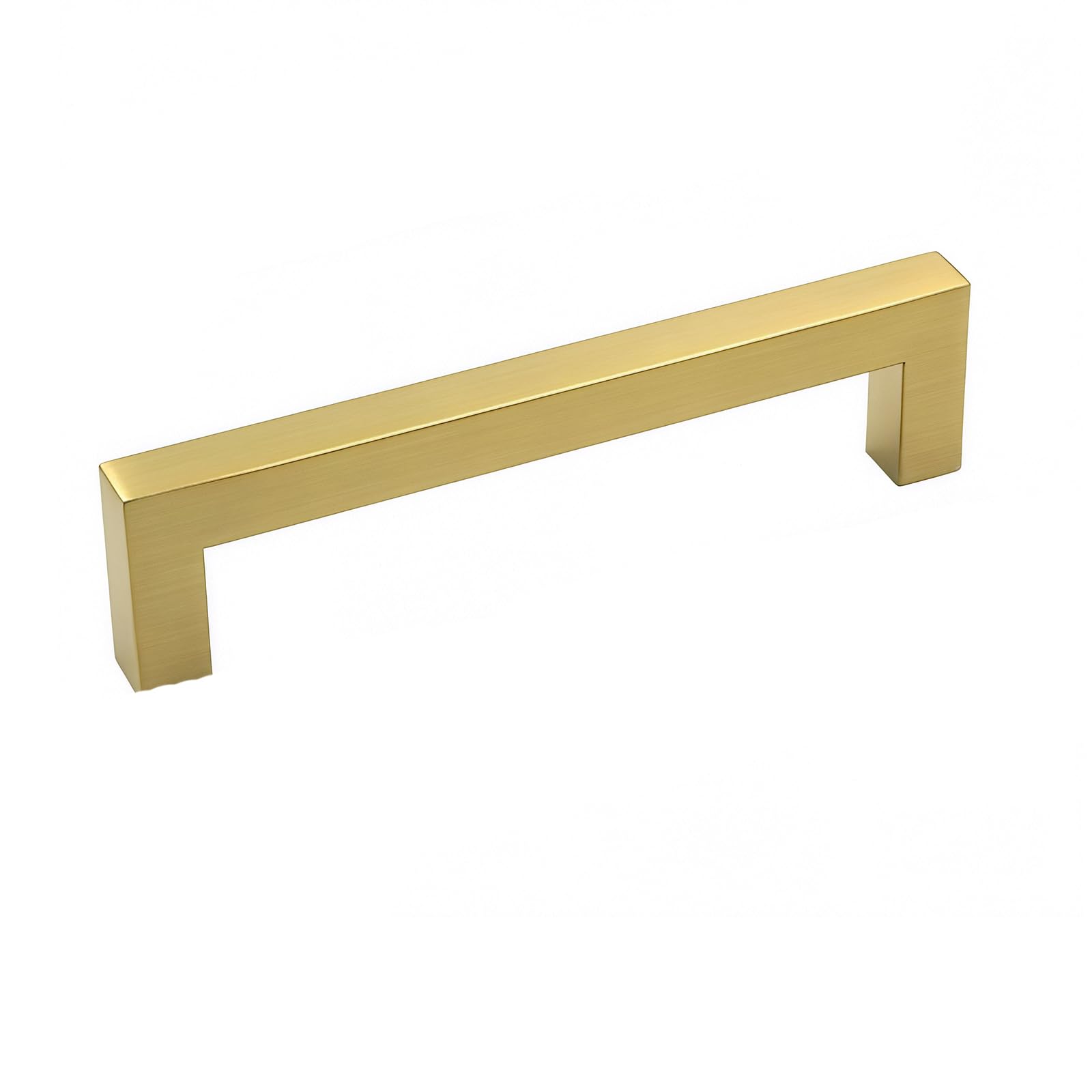 Goldenwarm 1Pcs Brass Cabinet Handles Cabinet Pull Handles LSJ12GD Modern Square Hardware for Funiture Cupboard Cabinet Hardware Handle Pull(4 inch Hole Centers)