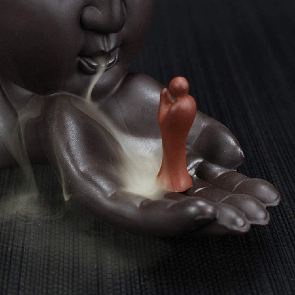 Fuentes de Incienso,Yoga Quemador De Incienso Reflujo, Decoración Creativa para El Hogar, Soporte Buda Cerámica, Incensario Budista para Uso En La Sala Estar Oficina Zen