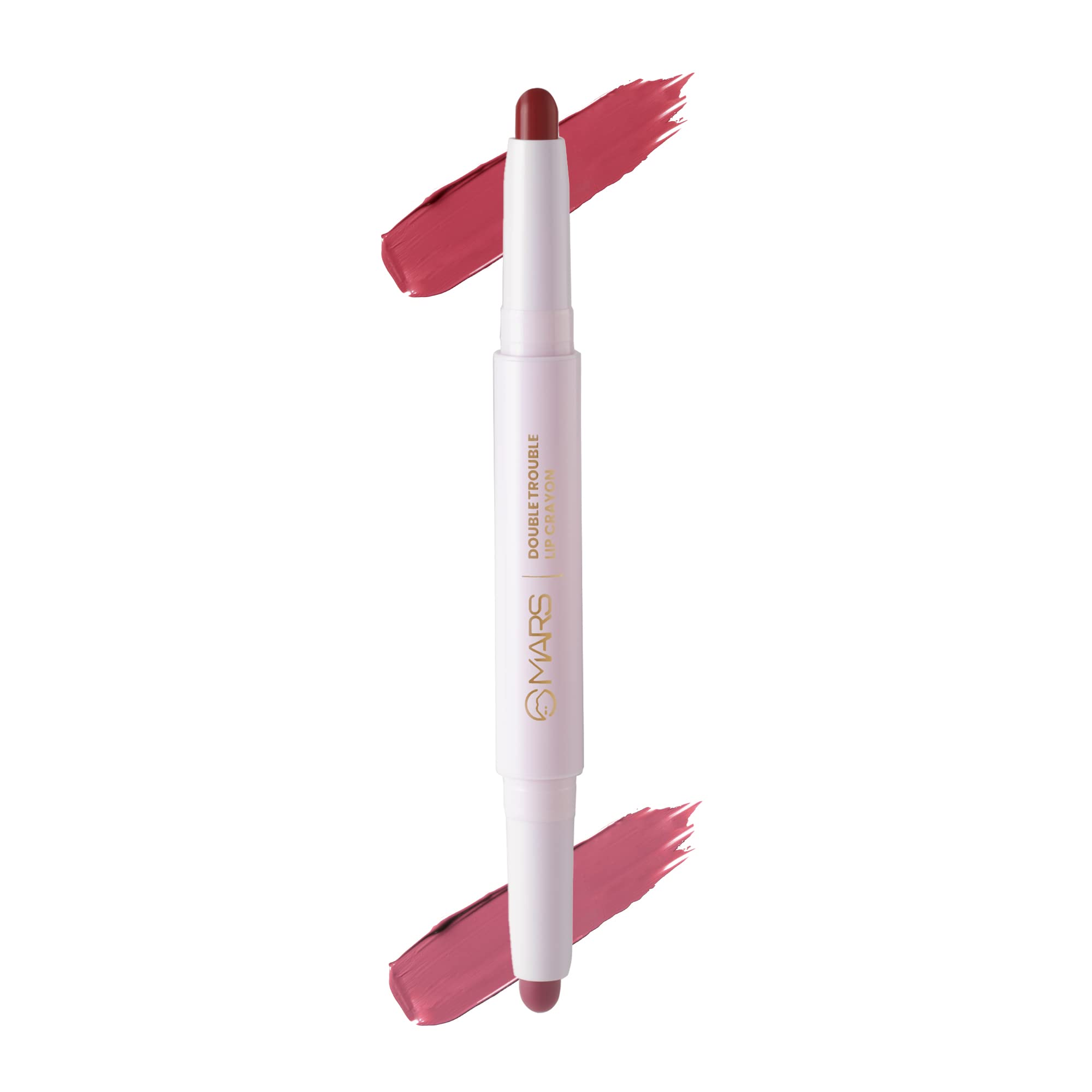 MARS Double Trouble 2-in-1 Retractable Lip Crayon | Long Lasting | Matte finish | Smudge proof & Kiss Proof Lipstick for Women (4.0 gm) (02-Rose-Punch)