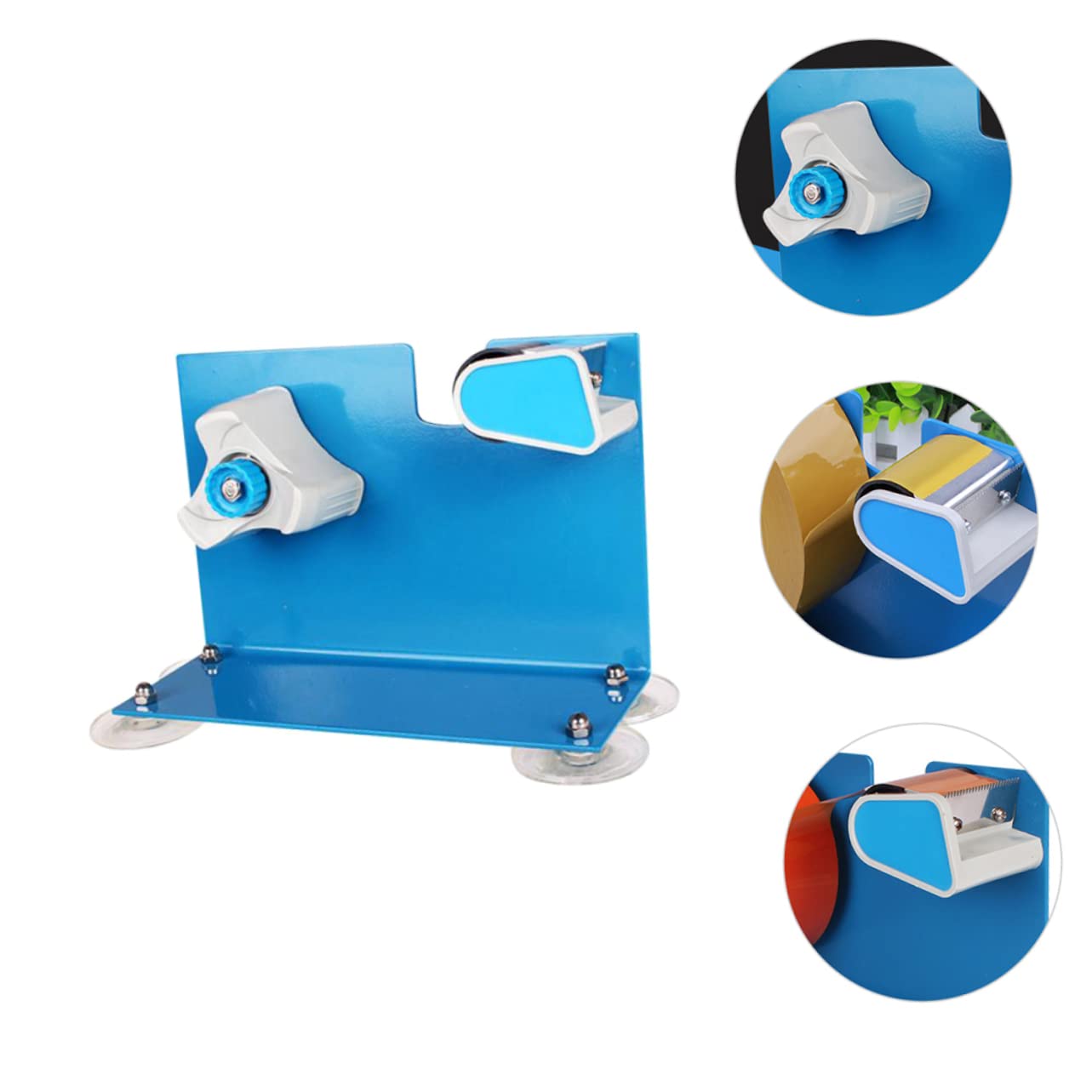 Dispenser per Nastro Adesivo da Imballaggio da Tavolo 23x14x5,5 Cm Taglierina Integrata, Base Ventosa Antiscivolo per Ufficio e Uso Domestico, Forniture di Imballaggio Efficaci