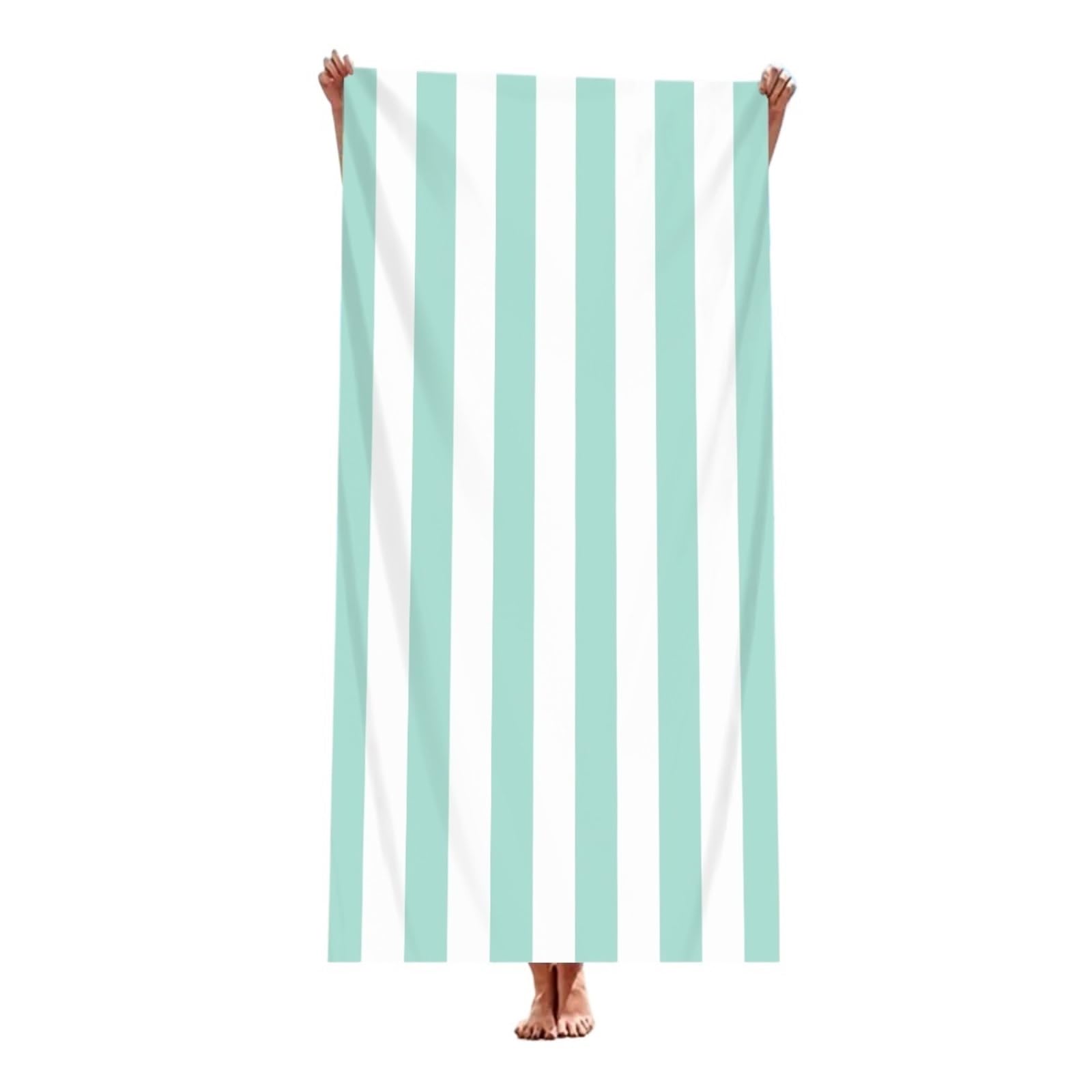 Serviette de plage rayée, absorbante à séchage rapide, for les vacances la natation, 1 pièce