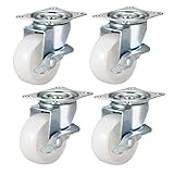 uxcell Swivel Caster Wheels with Brake 2' Polypropylene with 360 Degree Top Plate 66LBS Capacity for Furniture Carts Workbench, White, Pack of 4