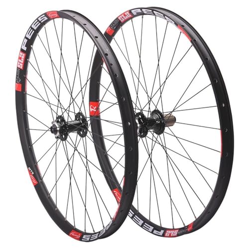 LSRRYD Mountain Bike Thru Axle Wheelset Mountain Bike Front Rear Wheel 26'' 27.5'' 29'' Disc Brake 8 9 10 11 12 Speed Cassette Bearing Hubs Bicycle Rims (Color : Black Hub, Size : 26inch)