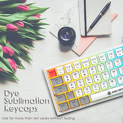 Image of FELICON 60% Portable Mechanical Gaming Keyboard, 14 Chroma RGB Backlight, Dye-Sublimation Keycap, Type C Wired, Full Anti-ghosting, for PC /Windows /Mac /PS4 /XBox (White Grey /Red Switch)